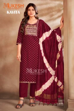 Mukesh Kavita Rayon Top Bottom With Dupatta Big Size Collection