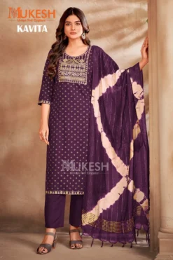 Mukesh Kavita Rayon Top Bottom With Dupatta Big Size Collection