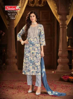 Navkar Suffy Gold 7 Rayon Foil Printed Kurti Bottom With Dupatta