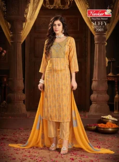 Navkar Suffy Gold 7 Rayon Foil Printed Kurti Bottom With Dupatta