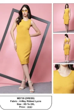 Outfit MD739 Yellow Bodycon Dress for Women under 500