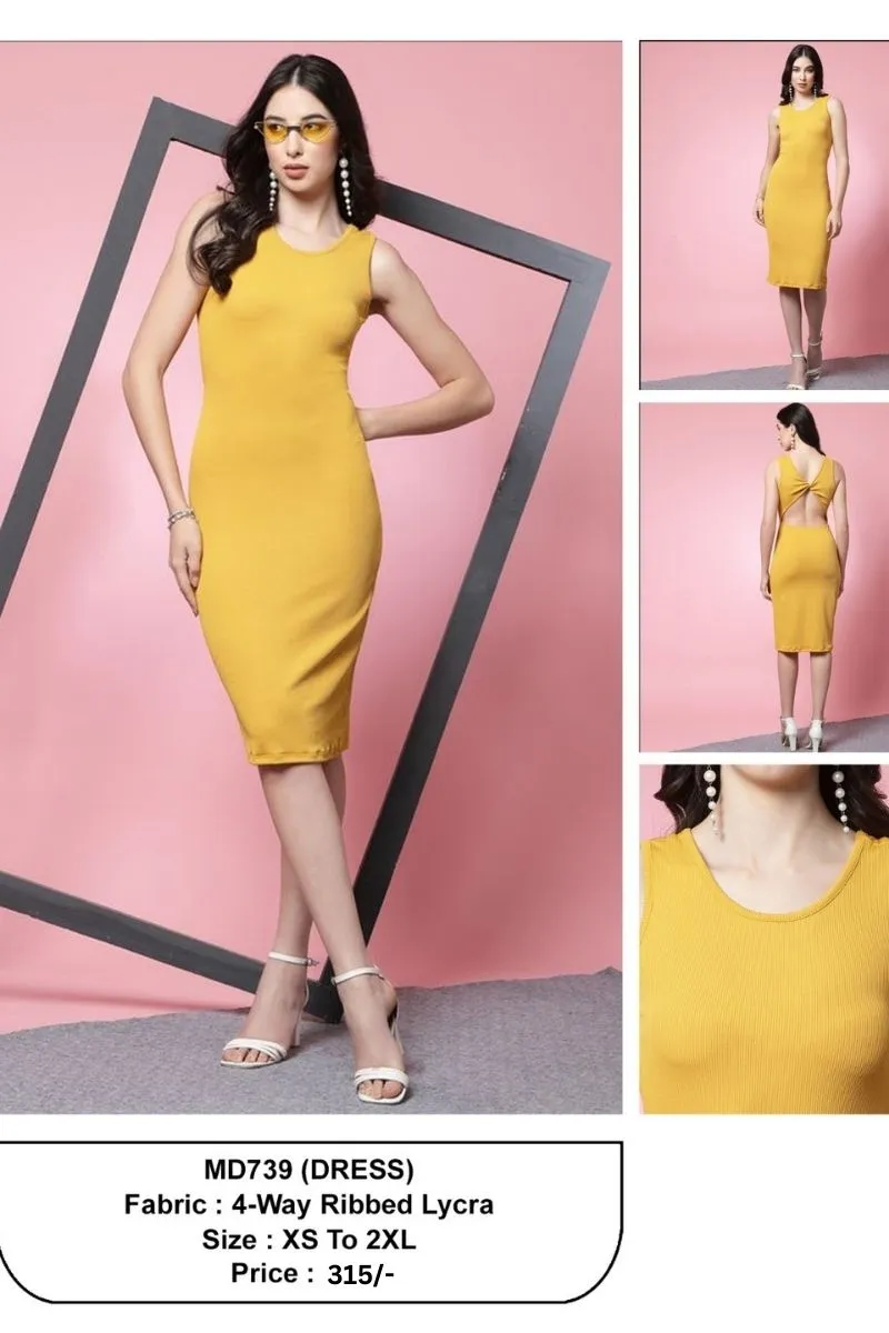 Outfit MD739 Yellow Bodycon Dress for Women under 500
