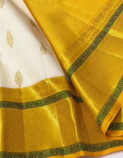 Rani Vol 17 Designer Onam Festival White With Gold Jari Border