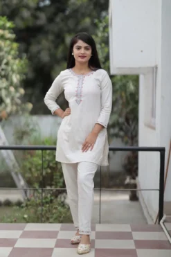 Rm Pure Cotton Co Ord Set White Western Collection