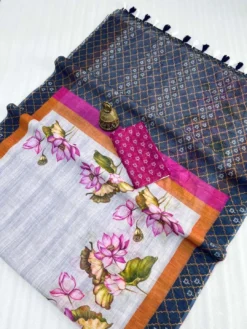 Subh 463 lilen Saree With Digital Print Collection