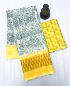 Subh 464 lilen Saree With Digital Animal Print