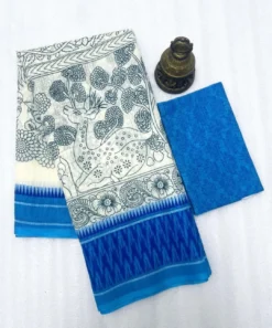 Subh 464 lilen Saree With Digital Animal Print