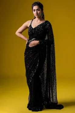 Tamanna 3422-23-24 Black Grey Bollywood Design Sequins Saree