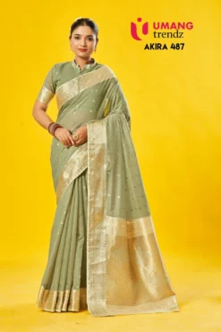 Umang Trendz Akira 487 Onam Festival Cotton Zari Saree Wholesale