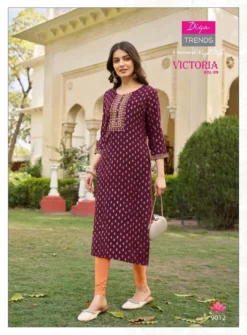 Victoria Vol 9 Diya Trends Classy Rayon Printed Kurti new Design