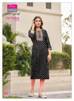 Victoria Vol 9 Diya Trends Classy Rayon Printed Kurti new Design