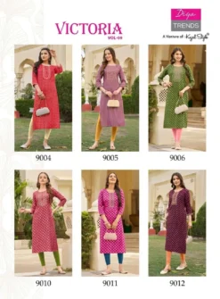 Victoria Vol 9 Diya Trends Classy Rayon Printed Kurti new Design