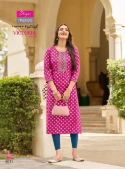 Victoria Vol 9 Diya Trends Classy Rayon Printed Kurti new Design