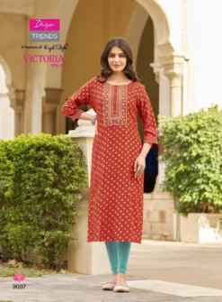 Victoria Vol 9 Diya Trends Classy Rayon Printed Kurti new Design