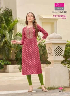 Victoria Vol 9 Diya Trends Classy Rayon Printed Kurti new Design