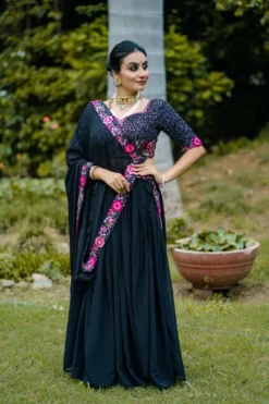 Wmn 1403 Black Georgette Lehenga Choli Online