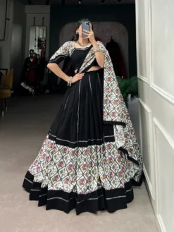 Wmn 1663 Black Cotton Navratri Lehenga Choli