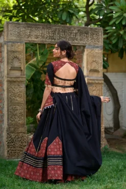 Wmn 1671 Black Cotton Navratri Lehenga Choli