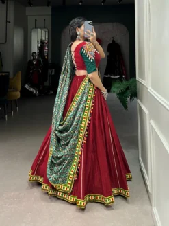 Wmn 1672 Maroon Cotton Navratri Lehenga Choli