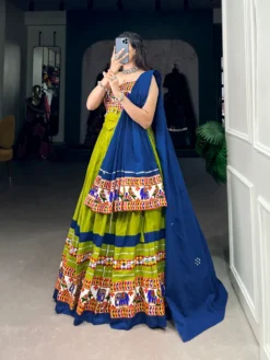 Women 1682 Parrot Cotton Navratri Chaniya Choli Online Uk