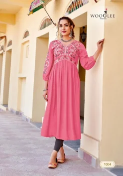 Wooglee Vedam Fancy Rayon Embroidered Kurti Collection