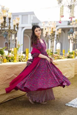 Yasu Vol 18 Designer Cotton Gown With Dupatta Pant