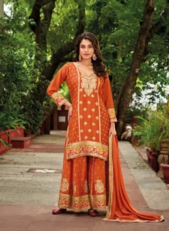 Your Choice Olive Plus Chinon Designer Salwar Kameez