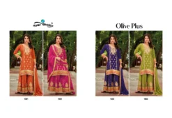 Your Choice Olive Plus Chinon Designer Salwar Kameez