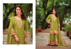 Your Choice Olive Plus Chinon Designer Salwar Kameez