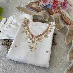 Alia 384 Roman Silk White Color Hand Work New Design Collection