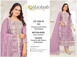 Alzohaib Az 1016 A To D Organza Pakistani Salwar Suits Wholesale