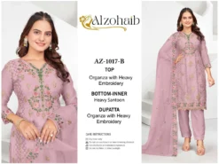 Alzohaib Az 1017 A To D Organza Pakistani Salwar Suits Wholesale