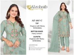 Alzohaib Az 1017 A To D Organza Pakistani Salwar Suits Wholesale