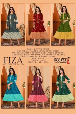 Deecee Fiza Rayon Printed Kurti Wholesale Catalog