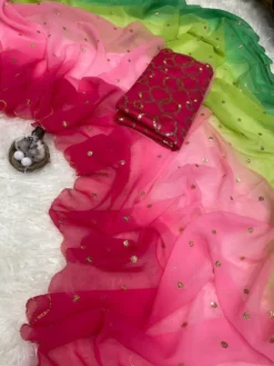 Epic Shaded Queen Pure Georgette Saree Under 1000