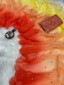 Epic Shaded Queen Pure Georgette Saree Under 1000