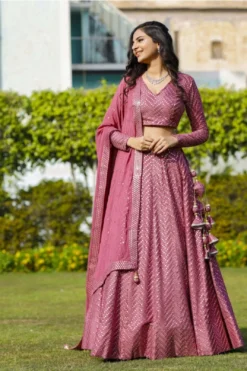 FD 352 Pink Georgette Lehenga Choli Latest Design Under 3000