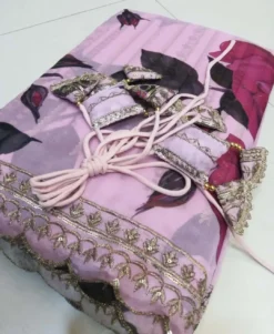 FD 355 Pink Organza Lehenga Choli Flower Print New Design