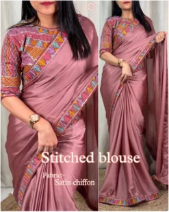 Kajol Navrangi Satin Chiffon Saree Wholesale