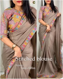 Kajol Navrangi Satin Chiffon Saree Wholesale