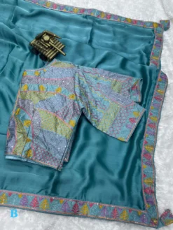 Kajol Navrangi Satin Chiffon Saree Wholesale