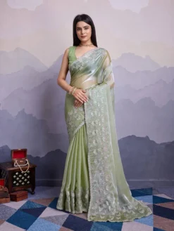 Kiara Canberry 5 Jimmy choo Silk Saree With Embroidery Saree