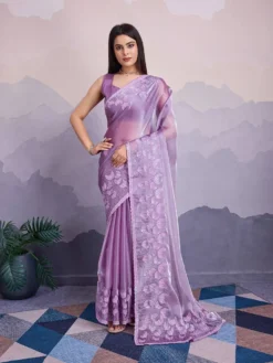 Kiara Canberry 5 Jimmy choo Silk Saree With Embroidery Saree