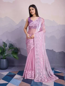Kiara Canberry 5 Jimmy choo Silk Saree With Embroidery Saree