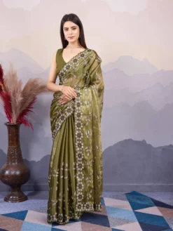 Kiara Canberry 6 Burberry Silk Saree With Embroidery Saree