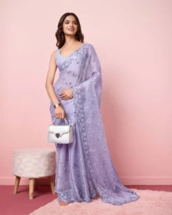 Kiara Canberry2 Fancy Party Wear Saree With heavy lace Work