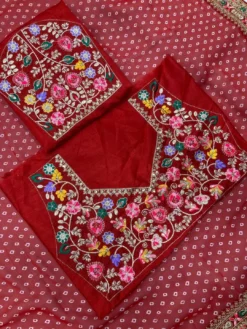 Kiara Georgette Bandhani Print With Embroidery Lace Work New Design