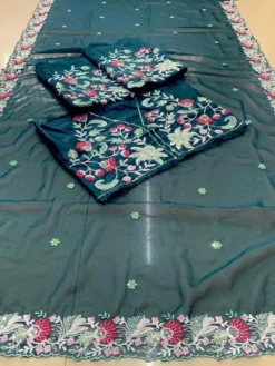 Kiara Monali Organza Silk Saree With Embroidery Work New Design