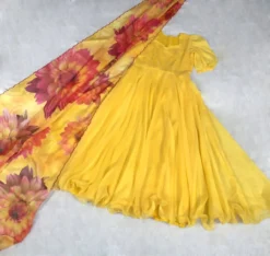 Mohini 9117 Yellow Gown with Dupatta