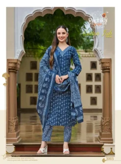 Radhika Cotton Fab Vol 3 Printed Kurti Bottom With Dupatta Set